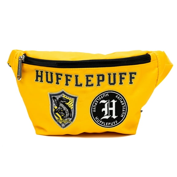 The Wizarding World of Harry Potter Bag, Fanny Pack Hufflepuff Patches Embroidered Yellow, Canvas