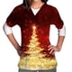 thumbnail image 1 of Pntutb Mujeres de manga corta con cuello en V tops Uniforme Árbol de Navidad Impreso Bolsillos Blusa Enfermería Pntutb Pntutb-2479, 1 of 5
