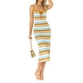 thumbnail image 2 of Franhais Women's Spaghetti Strap Dress,  Multi-Color Stripes Tie-Up Backless Low-Cut Bodycon Dress, 2 of 9