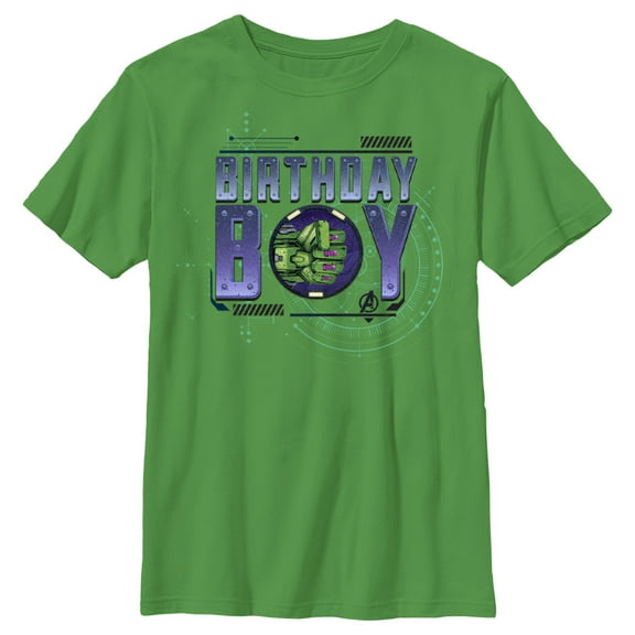 Boy's Marvel Birthday Boy Hulk Mech Suit Punch  Graphic Tee Kelly Green Medium