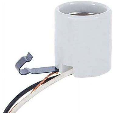 B&P Lamp® Glazed Porcelain Snap-In Med. Base Socket with 12" wire leads