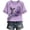Cyan, variant on T shirts for Women Women's Crew Neck Short Sleeve Tops Purple Awareness Ribbon Hummingbird Print Casual Loose Fit Support Daily Blouses