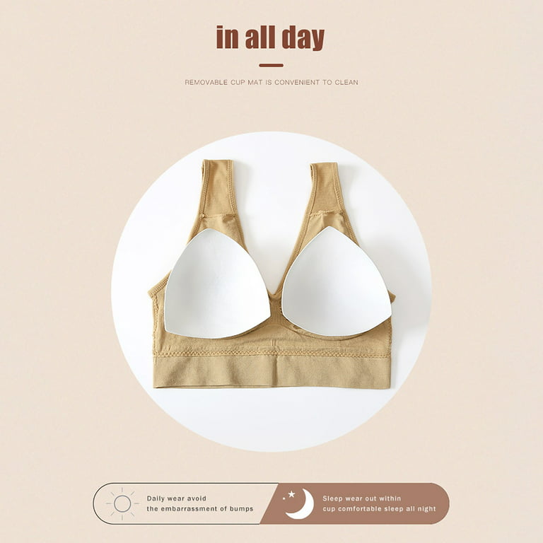Eashery Sports Bras for Women High Support Women's No Side Effects  Underarm-Smoothing Comfort Underwire Lightly Lined T-Shirt Bra Beige X-Large