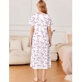 thumbnail image 6 of Ekouaer Cotton Nightgown for Women Short Sleeve Nightwear Soft Cotton Sleepwear Caftan House Dress with Pockets Lounge Dress, 6 of 7