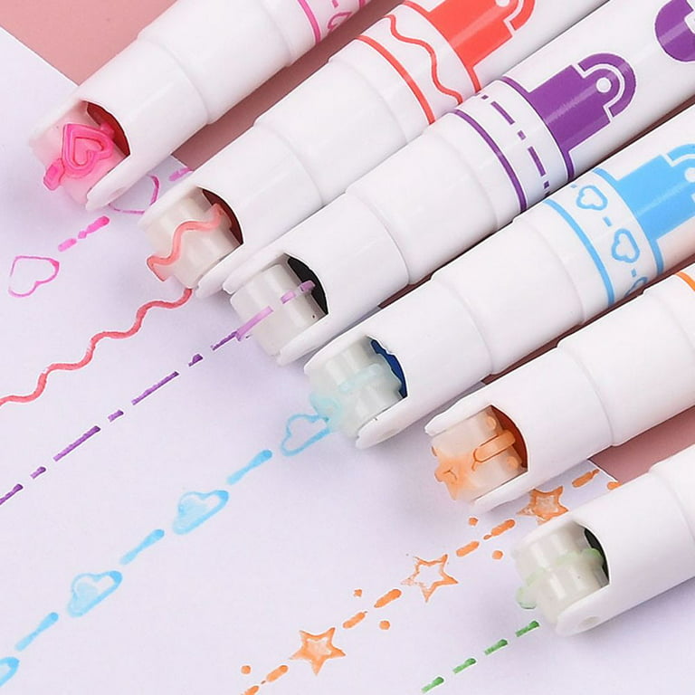 (3pcs) Colored curve pens kawaii flair pens highlighters assorted colors  journal pens fun markers stamps markers squiggle pen for 8-12 kids glitter