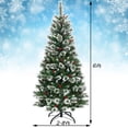 thumbnail image 3 of Gymax Arbre de Noël Artificiel de 6 Pieds Arbre à Charnières Floqué de Neige W / Baies Rouges, 3 of 10