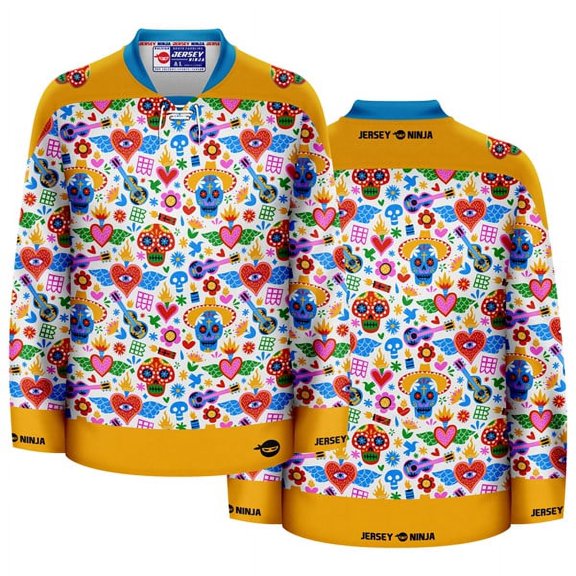 Dia De Los Muertos Cultural Icons Ugly Sweater Holiday Hockey Jersey