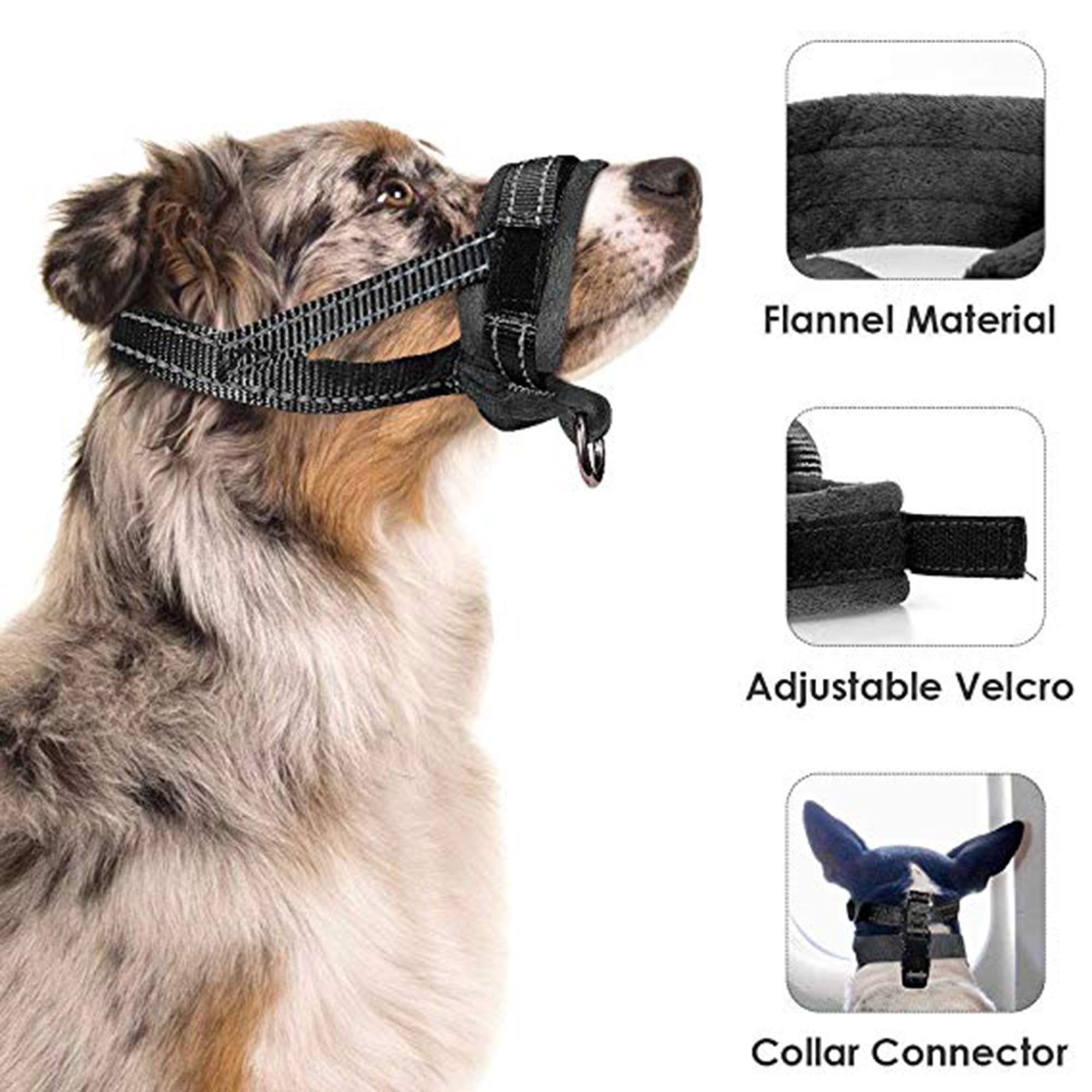 Update Nylon Dog Mouth Cover Prevent from Biting Barking Chewing Behavior Training More Comfortable Adjustable Soft Reflective Quick Fit for Medium Large Dogs AutoWT Dog Muzzle Medium 