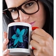 thumbnail image 2 of 3drose, Pretty Blue Hawaiian Flower on a Black Background, 11oz Two-tone Red Mug, 2 of 6