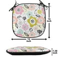 thumbnail image 5 of Floral Chair Seating Cushion Set of 2, Leafy Design in Pastel Tones Polka Dots Flowers Brush Dashes Strokes Blossoming, Seat Pads for Office with Anti-slip Backing, 16"x16", Multicolor, by Ambesonne, 5 of 7