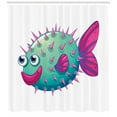 thumbnail image 3 of Ambesonne Fish Shower Curtain, Vibrant Color Bubble Fish, 69"Wx84"L, Mint Green Hot Pink, 3 of 3
