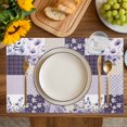 thumbnail image 4 of Spring Floral Placemats Set of 6, Dark Purple Flowers Patchwork Grid Bohemia Placemats for Dining Table, Place Mats for Kitchen Tabletop, Waterproof Wipeable Dining Table Mats Set, 4 of 9