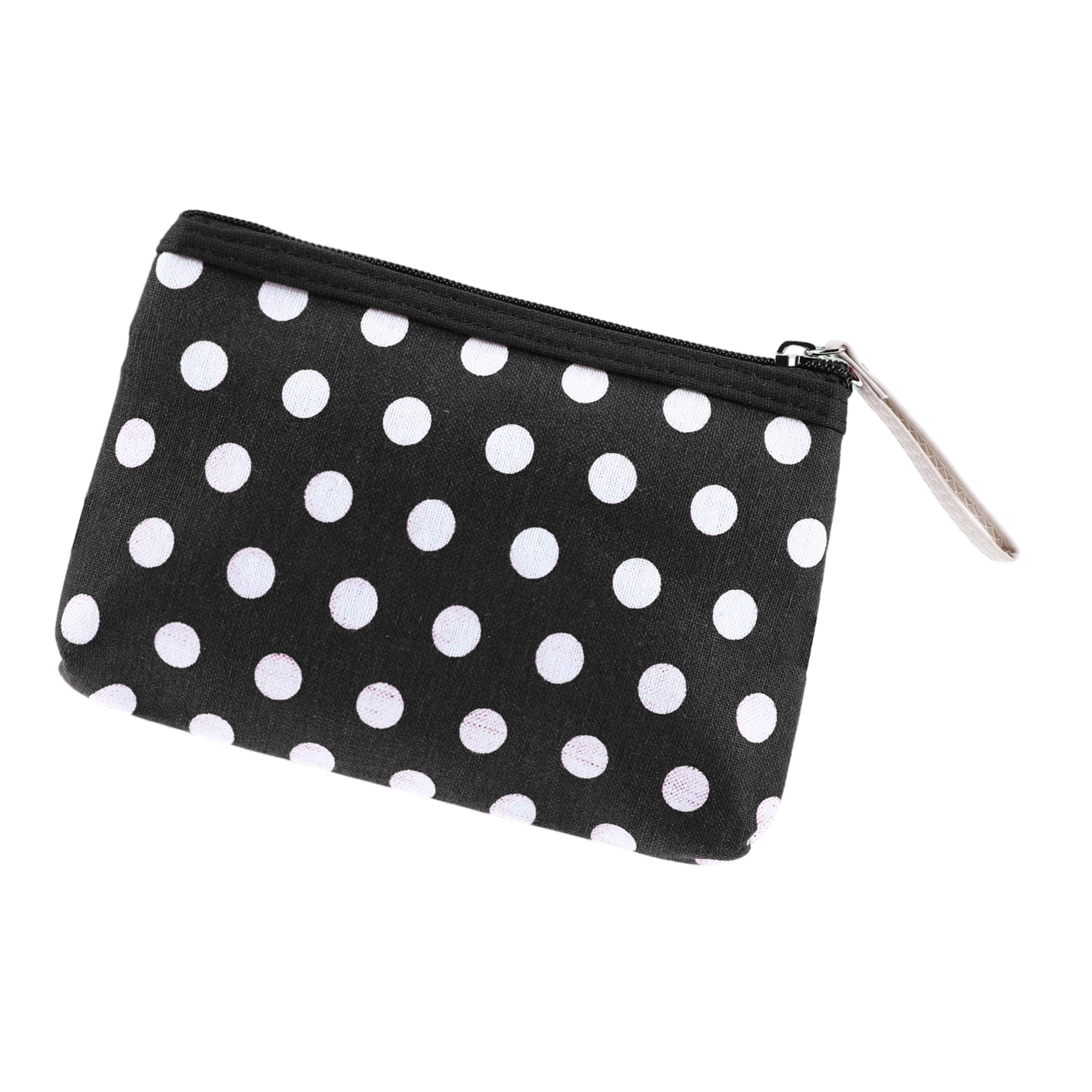 Unique Bargains 1Pc Women Durable Dots Simple Cosmetic Bag for Toiletry Black