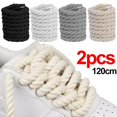 thumbnail image 5 of 2PCS Women Men Sneakers Trendy Round High Quality 10Colors Thick Rope Laces Solid Color Laces Weaving Twisted Rope Bold Shoelaces BLACK, 5 of 7