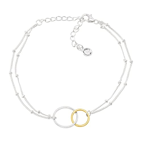 Silpada 'Pagosa' Circle Linking Station Bracelet in Gold-Plated Sterling Silver, 7.5" + 2"