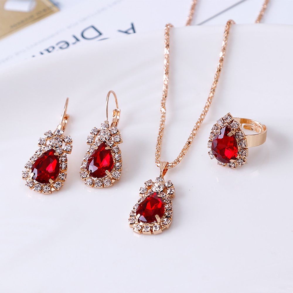 Besufy - Besufy Women Jewelry Set,Waterdrop Shiny Rhinestones Necklace ...