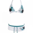 thumbnail image 4 of XFeng.Women Halter Triangle Bikini Set with Boyshorts, 15 Piece Printed Swimwear Bathing Suit for Beach Pool Vacation.White.L, 4 of 4