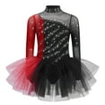 thumbnail image 2 of Sholeno Kids Girls Sparkly Figure Skating Dress Long Sleeve Ballet Tutu Leotard Contemporary Dance Dress Black Burgundy 10, 2 of 7
