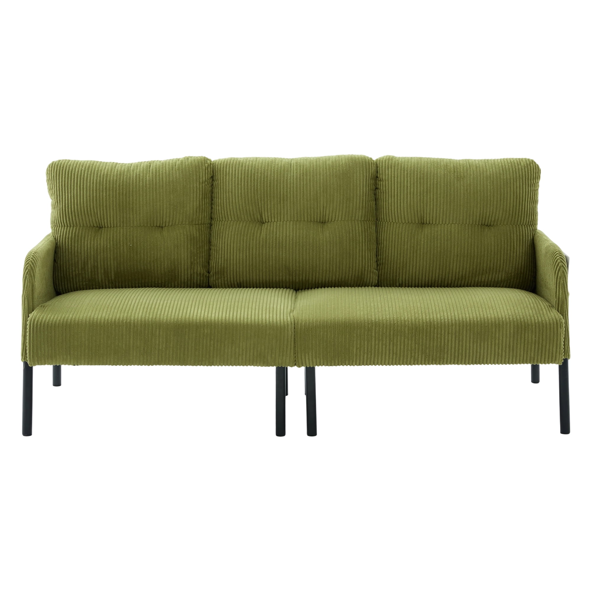Leumius Oversized Loveseat, Modern & Plush Double-seater Sofa, Corduroy Upholstered Couch, Cozy Bedroom Sofa with Metal Legs & Side Pockets for Living Room Bedroom Dorm Apartment Olive Green