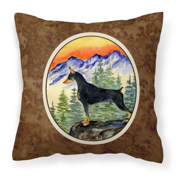 Carolines Treasures SS8284PW1414 Doberman Fabric Decorative Pillow, 14Hx14W, multicolor