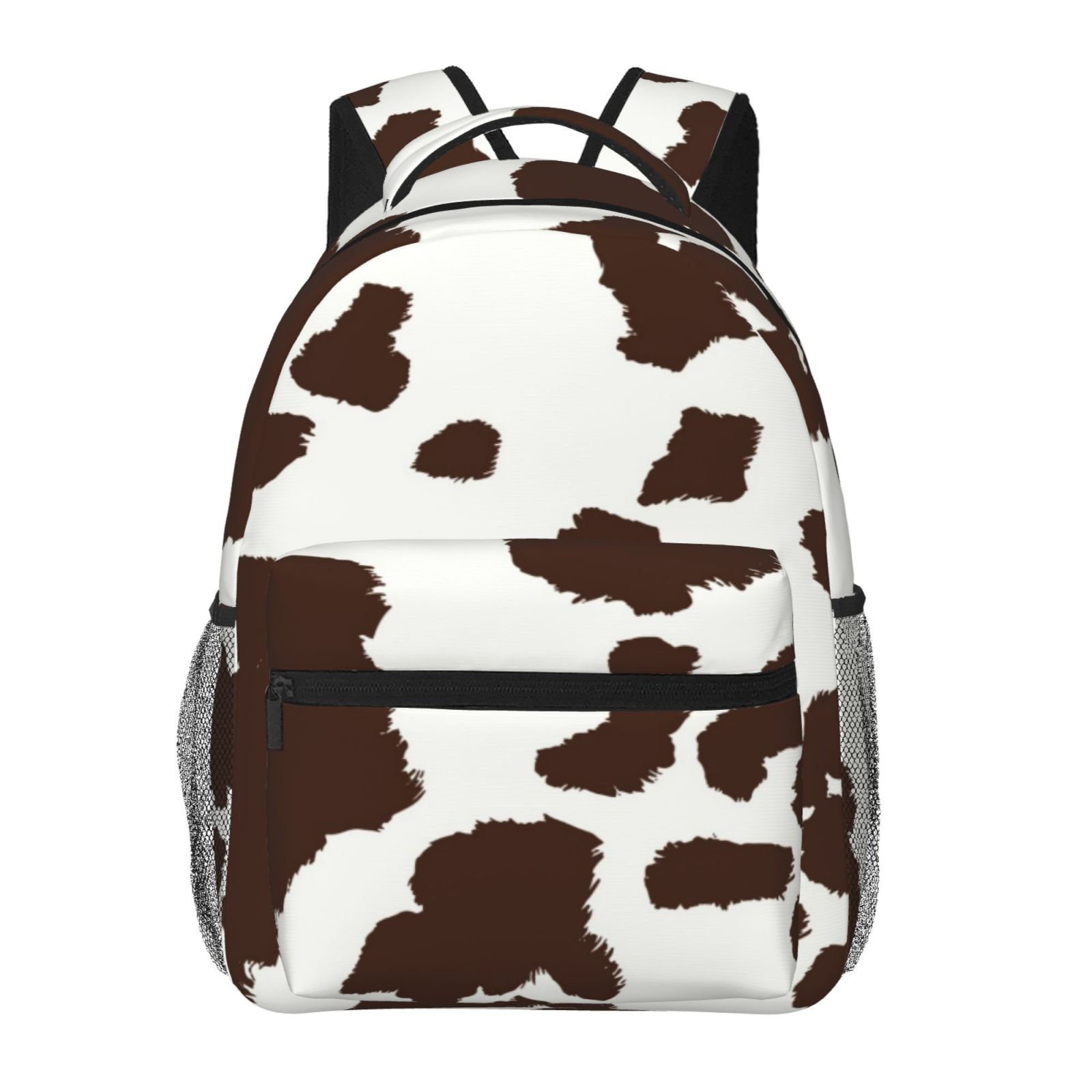 Ratiio Brown Cow Print Eco-Friendly Casual Backpack, Water-Resistant Polyester Canvas Daypack with Smooth Zippers, Comfortable & Durable Travel Bag with Laptop Compartment