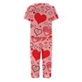 thumbnail image 4 of Garbnen Women Valentine Pajamas Set V Neck Short Sleeve Sleepwear Topand Capri Pants Love Heart Graphic Women's 2 Piece Pajama Sets with Pockets, 4 of 7