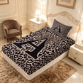 thumbnail image 5 of meiyoeat Leopard Print Bow Letter A Twin Sheet Sets, Women Teens, Brown Animal Print Bedding, 3 Pieces, 1 Flat Sheet, 1 Fitted Sheet and 1 Pillowcase, 5 of 6
