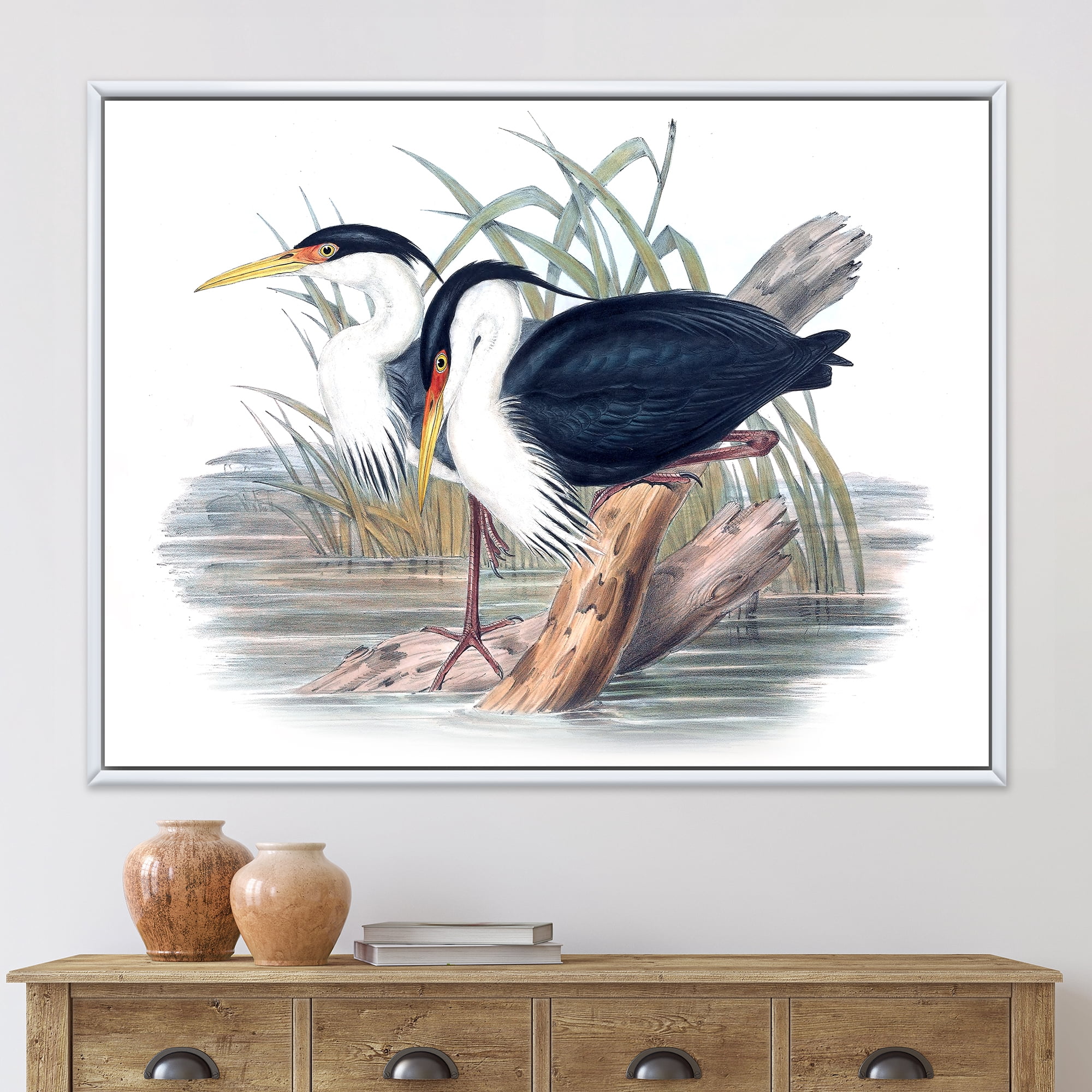 Designart 'Ancient Bird Life II' Traditional Framed Canvas Wall Art Print
