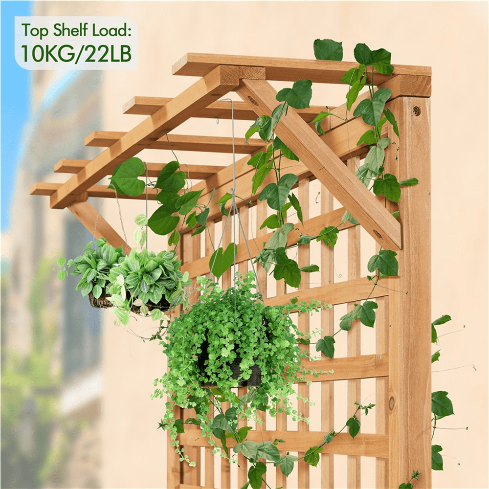 Renwick 35.5'' L × 18'' W × 72'' H Wood Planter Raised with Trellis, Light Brown