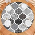 thumbnail image 2 of Black and White Geometric Quatrefoil Pattern Round Fitted Tablecloth with Elastic Edge,Dining Table Cover Waterproof,Outdoor Round Tablecloth for Camping,Dining,Indoor and Outdoor, 2 of 7