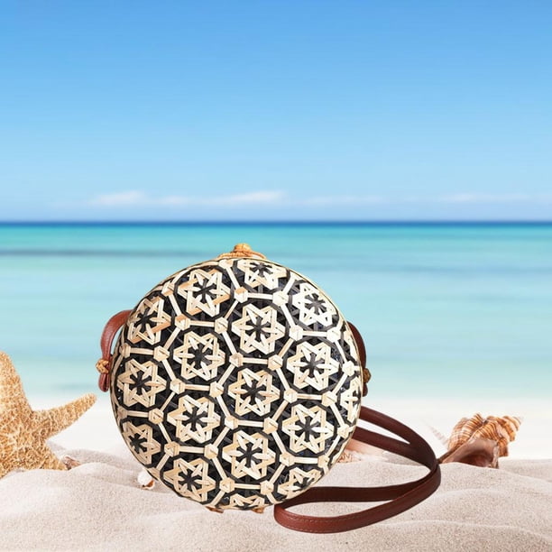 Bandolera tejida de bambú BLESIY para mujer, paquete de hombro, correa de hombro, de mano, de playa