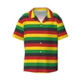 thumbnail image 2 of Lsque Music Colors 1 print Men's Cuban Collar Short Sleeve Shirt Summer Beachwear Casual Button Down Fashionable Vacation Leisure Shirt-Large, 2 of 7