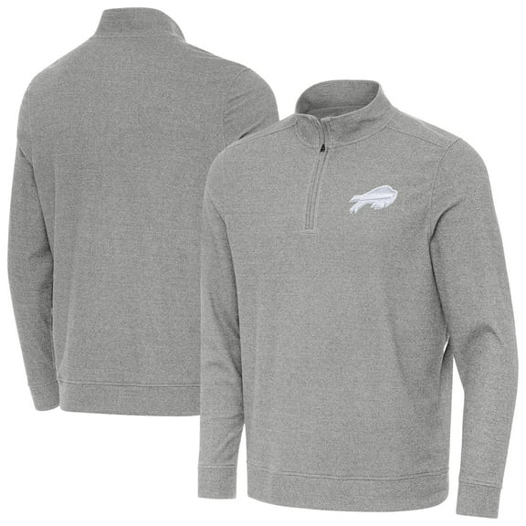 Men's Antigua Heather Gray Buffalo Bills Subtle Quarter-Zip Top