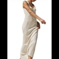 thumbnail image 2 of Vestido Midi de Punto con Cuello en V para Mujer, Informal, Sin Mangas, Ajustado, de Canalé, para Verano y 2025. Beige L, 2 of 10
