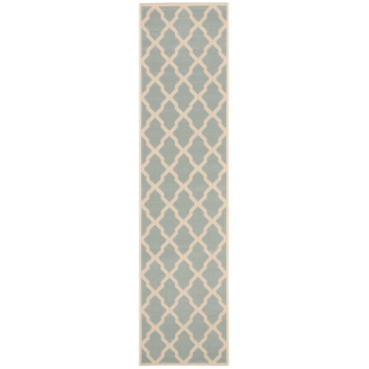 SAFAVIEH Beach House Loraine Trellis Indoor/Outdoor Area Rug Aqua/Cream, 6'7" x 6'7" Square