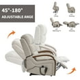 thumbnail image 5 of Dual Motor Power Lift Recliner Chair for Elderly, Lay Flat Lift Chair with Heat Massage and Solid Wood Armrests, Electric Lift Chairs with Side Pockets,Remote Control and Chenille Fabric, Beige, 5 of 9