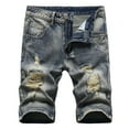 thumbnail image 2 of Meichang Men's Ripped Denim Shorts Slim Stretch Distressed Shorts Classic Fit Summer Workout Jean Shorts Zipper Open Five Point Short with Pockets, 2 of 8