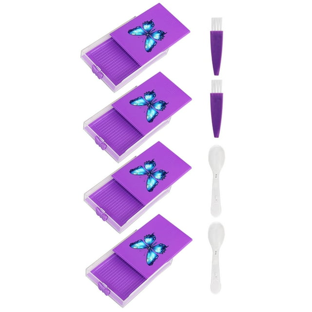 GUOOL 4 Pcs Plateau de Peinture Diamant avec Couvercle 5D Plateau en Strass violet