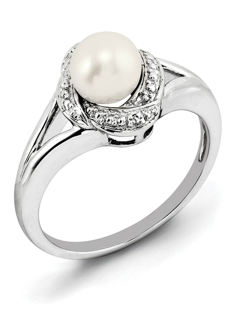 Mia Diamonds 925 Sterling Silver Solid Fw Cultured Pearl Ring 
