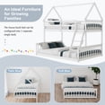 thumbnail image 6 of Costway Twin Over Full House Bunk Bed with Ladder & Guardrails Convertible to 2 Beds, 6 of 10