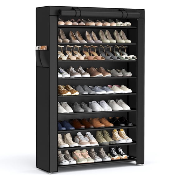SONGMICS Zapatero, Organizador de Zapatos de 9 Niveles con Cubierta de Tela No Tejida, Estante de Almacenamiento de Zapatos para 40-50 Pares de Zapatos, Entrada, Adecuado para Zapatillas, Tacones Alto