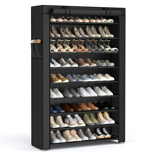 SONGMICS Zapatero, Organizador de Zapatos de 9 Niveles con Cubierta de Tela No Tejida, Estante de Almacenamiento de Zapatos para 40-50 Pares de Zapatos, Entrada, Adecuado para Zapatillas, Tacones Alto