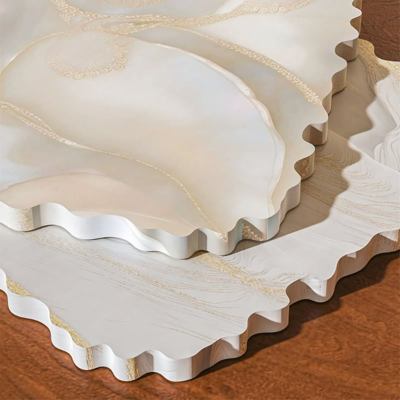 lanema Artistic Wavy Edging Resins Crafting Mold Flexible Food Grade Silicones Coasters Mould For Decorative Trays making Tool