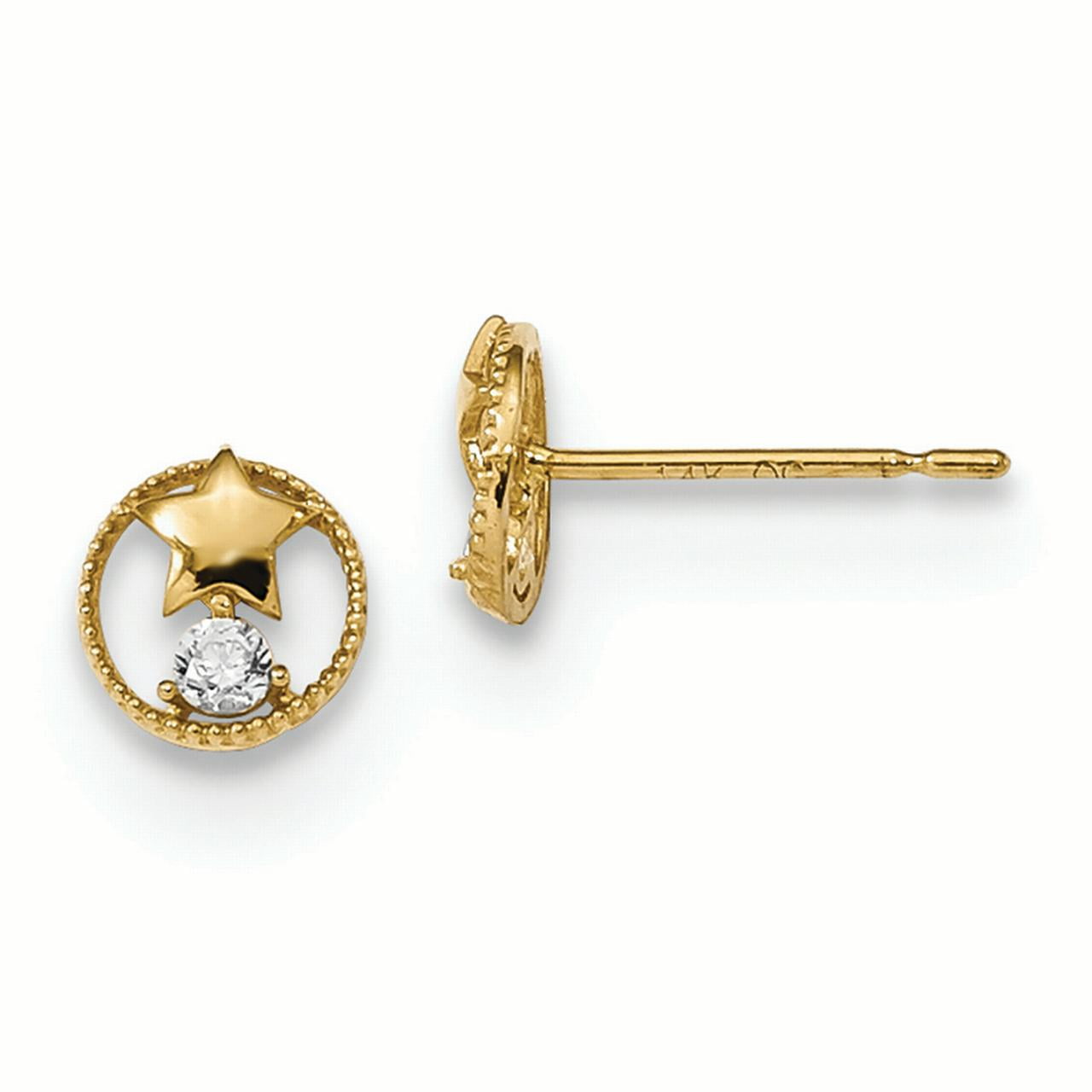 14K Yellow Gold Madi K Childrens 7 MM CZ Flower Post Stud Earrings