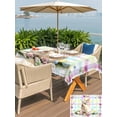 thumbnail image 4 of Easter Cute Bunny Outdoor Tablecloth - 60x120 Inch Rectangle Dining Table Cover, Eggs Spring Daisy Flowers Colorful Striped Waterproof Outdoor Table Cloth with Umbrella Hole & Zipper for Picnic/Patio, 4 of 7