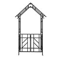 thumbnail image 6 of Yoneston 97.24" H Metal Garden Arbor with Gate, Garden Arch for Climbing Plants Support Rose Arch Outdoor Wedding Decor, Black, 6 of 7