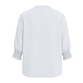 thumbnail image 4 of Women's V-Neck 3/4 Sleeve Tunic Tops Ruffled Cuffs Front Button Shirts Loose Fit Casual Spring Summer Outgoing Office Home Daily Wear, 4 of 5