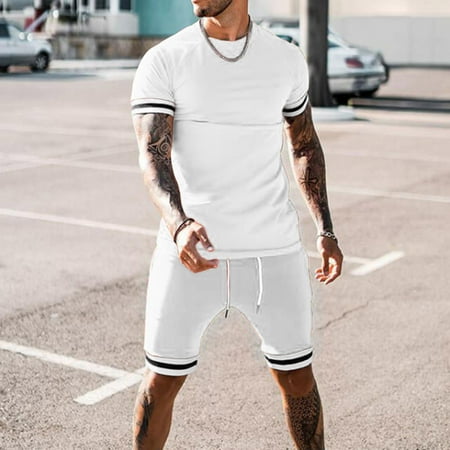 

Sport Suit for Men Two Piece Set Shorts T Shirt Fashion Print Short Sleeve Round Neck Casual Summer Workout Outfits
