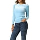thumbnail image 4 of INSPIRAR CHIC Blusa de terciopelo metálico con brillo y cuello alto de manga abullonada para mujer Talla S Azul Claro, 4 of 6