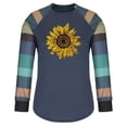 thumbnail image 4 of Chemises pour Femmes Imprimé Tournesol Couture Col Rond Manches Longues T-shirt Décontracté Grande Taille, 4 of 7